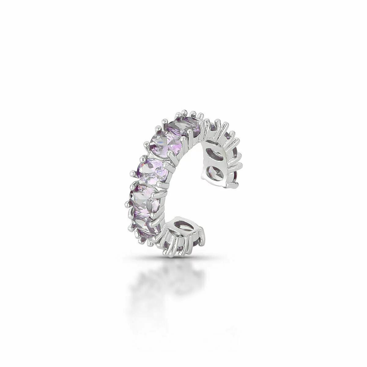 Piercing Fake Lux Cravejado com Zircônia Roxa
