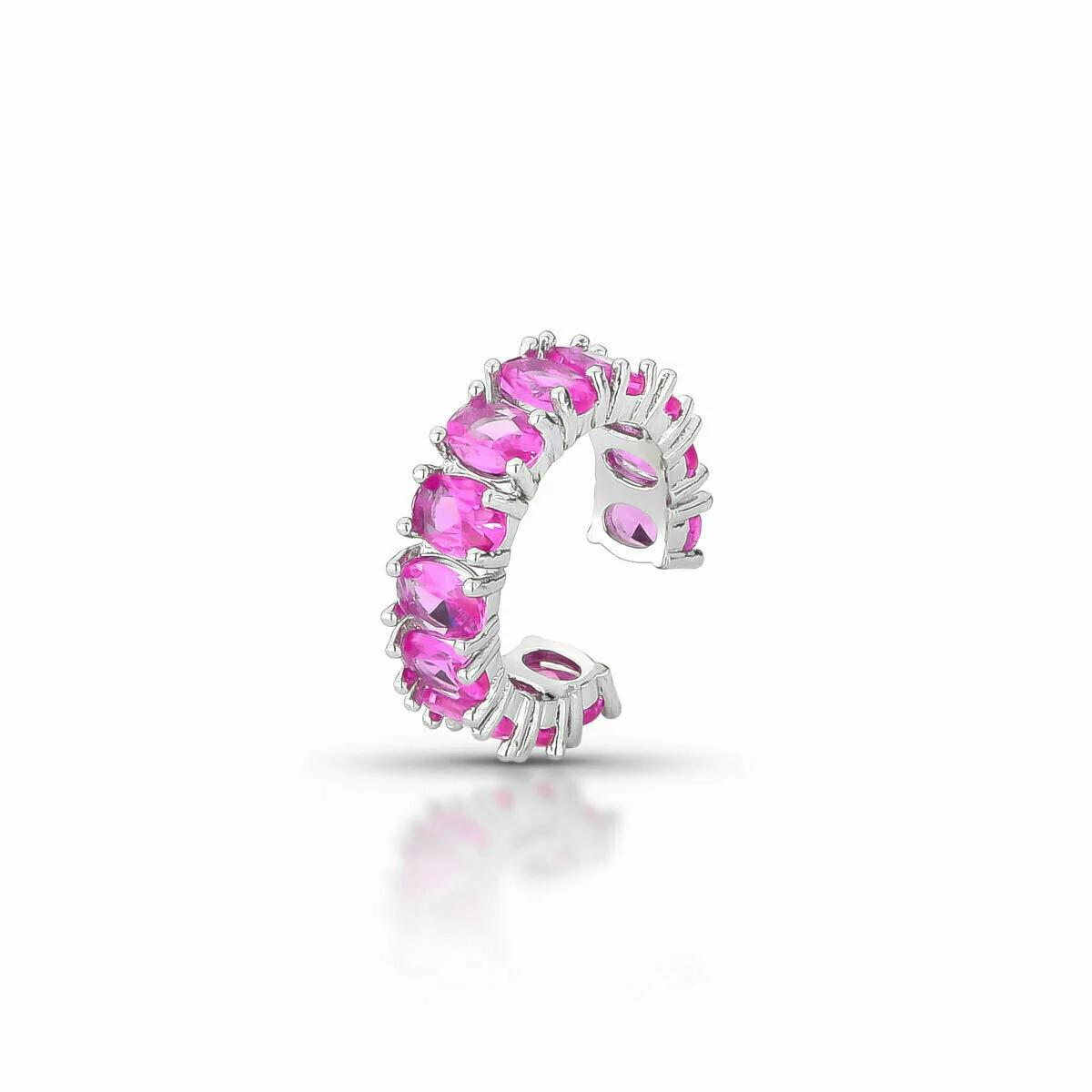 Piercing Fake Lux Cravejado com Zircônia Pink