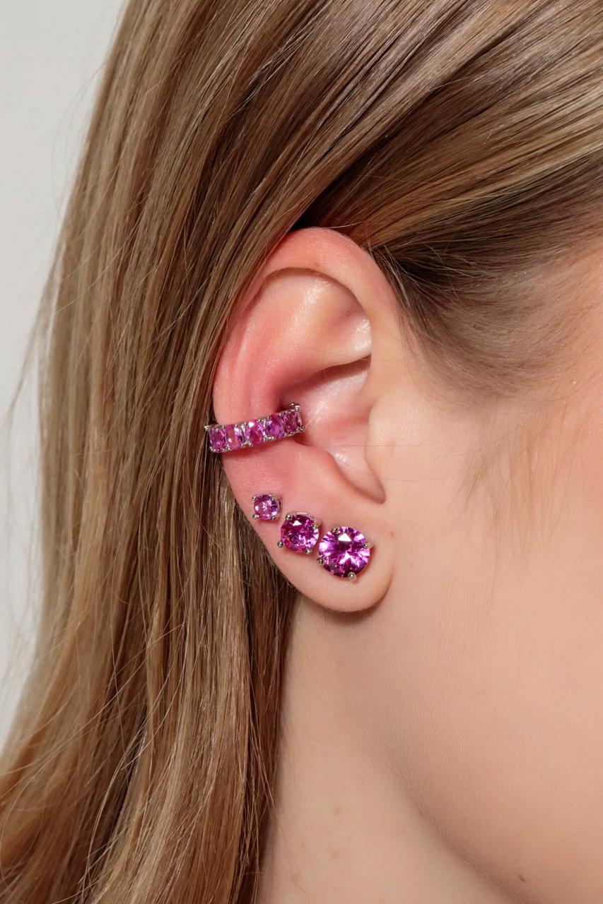 Piercing Fake Lux Cravejado com Zircônia Pink - Imagem 2
