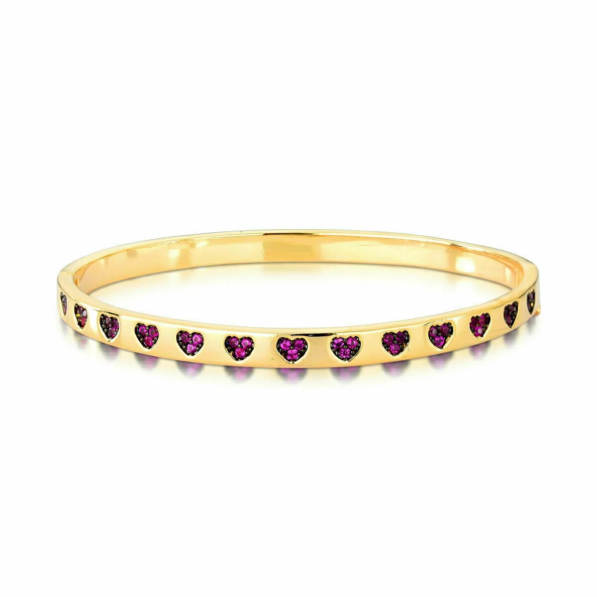 Bracelete Heart Cravejada em Micro Zircônias Pink