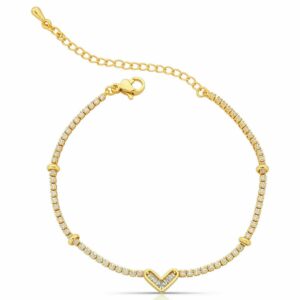 Pulseira Riviera Heart em Baguetes Cravejadas com Zircônias