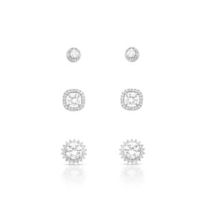 Brinco Trio Circle Cravejados com Zircônias Cristal