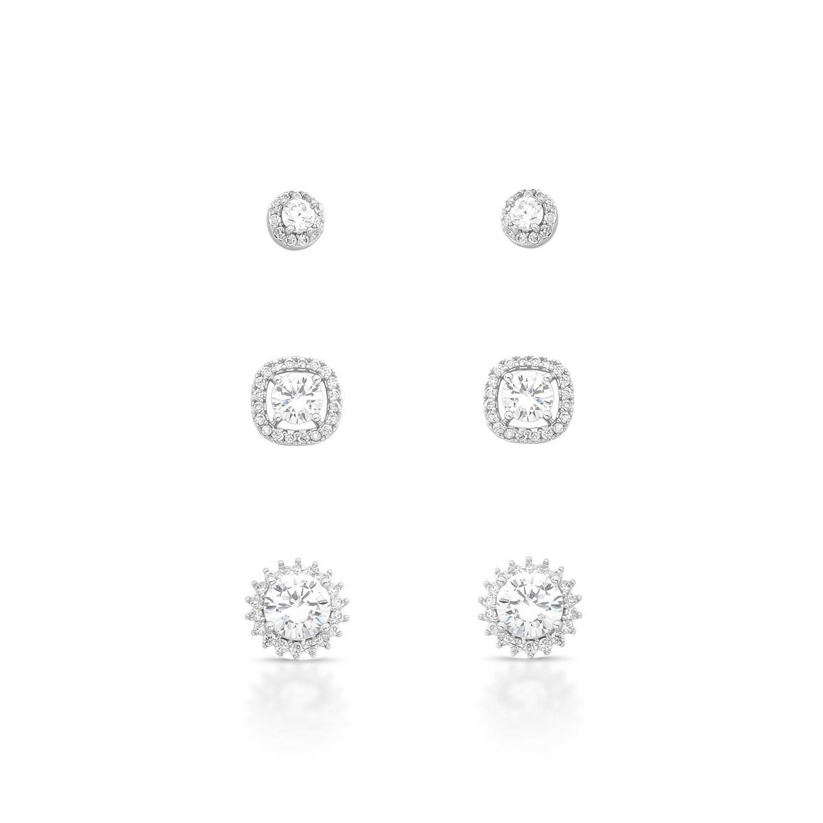 Brinco Trio Circle Cravejados com Zircônias Cristal