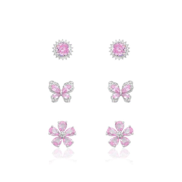 Brinco Trio Garden Cravejados com Zircônias